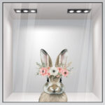 Αυτοκόλλητο Βιτρίνας FLORAL EASTER BUNNY - Πασχαλινή βιτρίνα