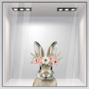 Αυτοκόλλητο Βιτρίνας FLORAL EASTER BUNNY - Πασχαλινή βιτρίνα