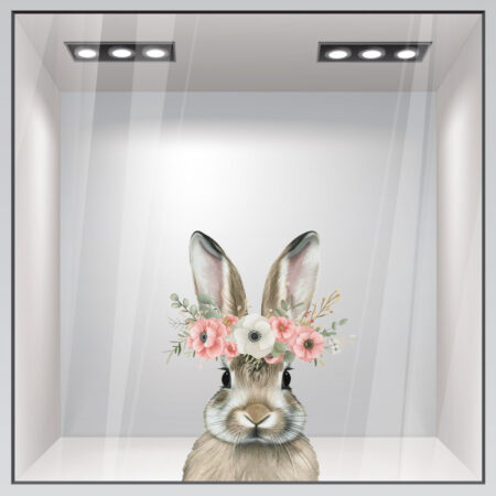 Αυτοκόλλητο Βιτρίνας FLORAL EASTER BUNNY - Πασχαλινή βιτρίνα
