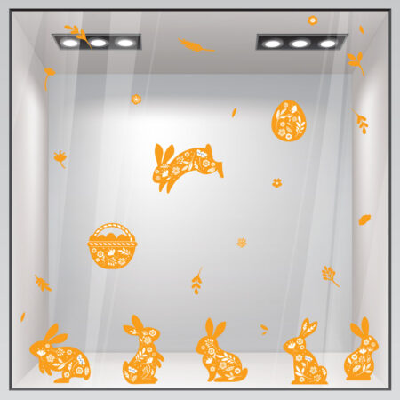 Αυτοκόλλητο Βιτρίνας HAPPY EASTER BUNNIES -  Sticky 1