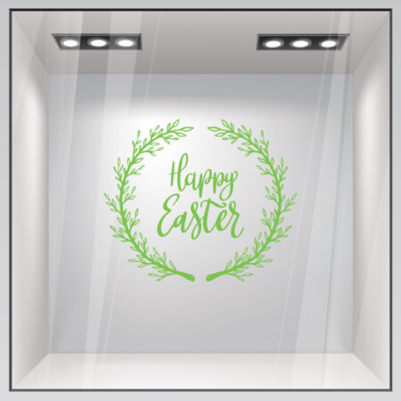Αυτοκόλλητο Βιτρίνας HAPPY EASTER WREATH - Πασχαλινή βιτρίνα Sticky 9
