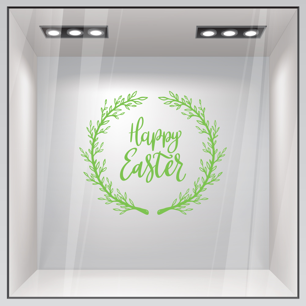 Αυτοκόλλητο Βιτρίνας HAPPY EASTER WREATH