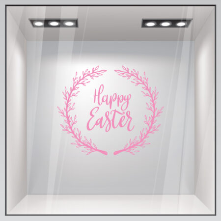 Αυτοκόλλητο Βιτρίνας HAPPY EASTER WREATH - Πασχαλινή βιτρίνα Sticky 5