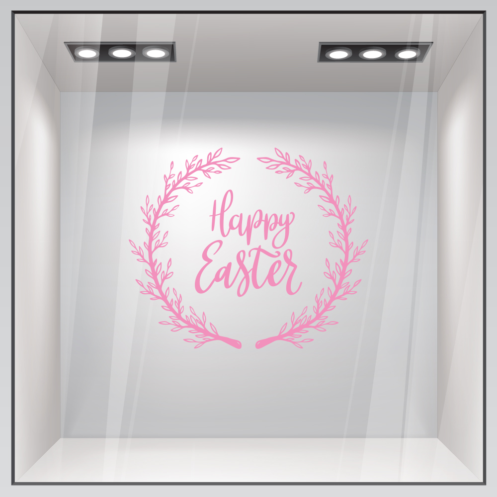 Αυτοκόλλητο Βιτρίνας HAPPY EASTER WREATH