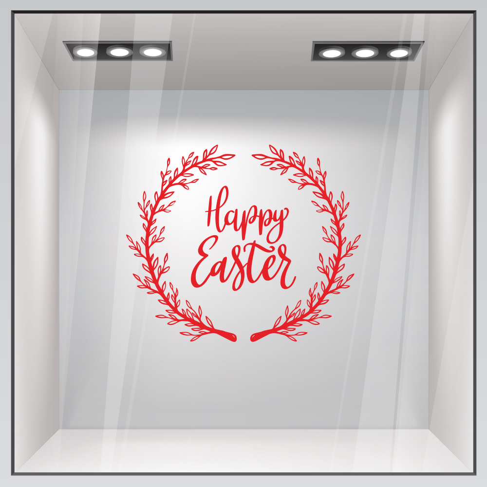 Αυτοκόλλητο Βιτρίνας HAPPY EASTER WREATH
