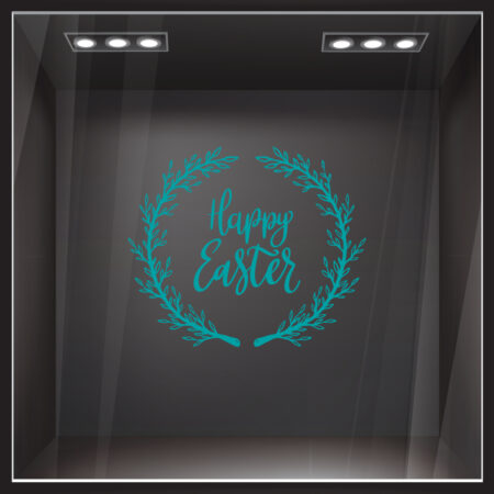 Αυτοκόλλητο Βιτρίνας HAPPY EASTER WREATH - Πασχαλινή βιτρίνα Sticky 7