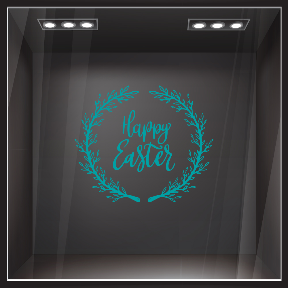 Αυτοκόλλητο Βιτρίνας HAPPY EASTER WREATH
