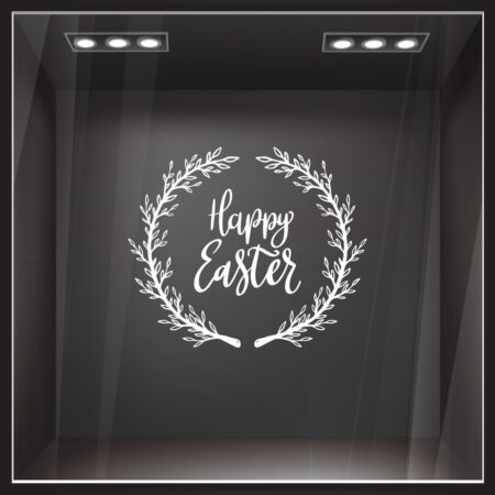 Αυτοκόλλητο Βιτρίνας HAPPY EASTER WREATH - Πασχαλινή βιτρίνα Sticky 3