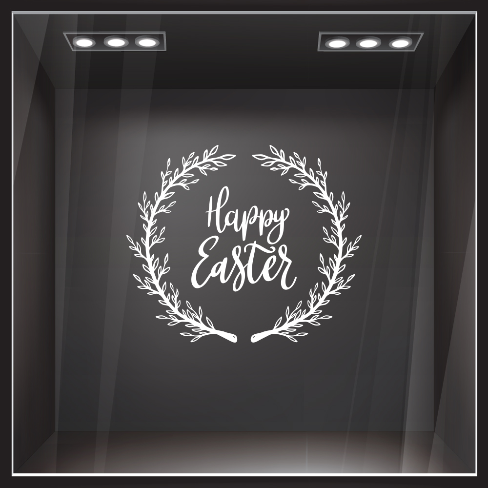 Αυτοκόλλητο Βιτρίνας HAPPY EASTER WREATH