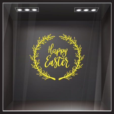 Αυτοκόλλητο Βιτρίνας HAPPY EASTER WREATH - Πασχαλινή βιτρίνα Sticky 11