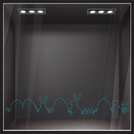 Αυτοκόλλητο Βιτρίνας ONE LINE EASTER EGGS AND RABBITS - Πασχαλινή βιτρίνα Sticky 3