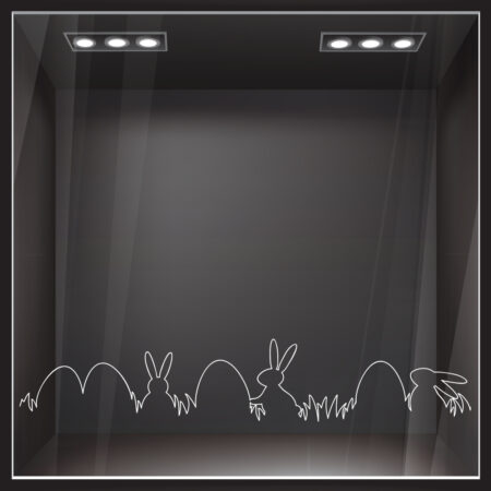 Αυτοκόλλητο Βιτρίνας ONE LINE EASTER EGGS AND RABBITS - Πασχαλινή βιτρίνα Sticky 1