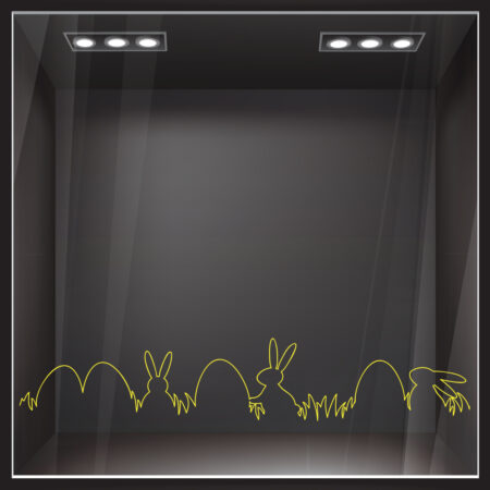 Αυτοκόλλητο Βιτρίνας ONE LINE EASTER EGGS AND RABBITS - Πασχαλινή βιτρίνα Sticky 5