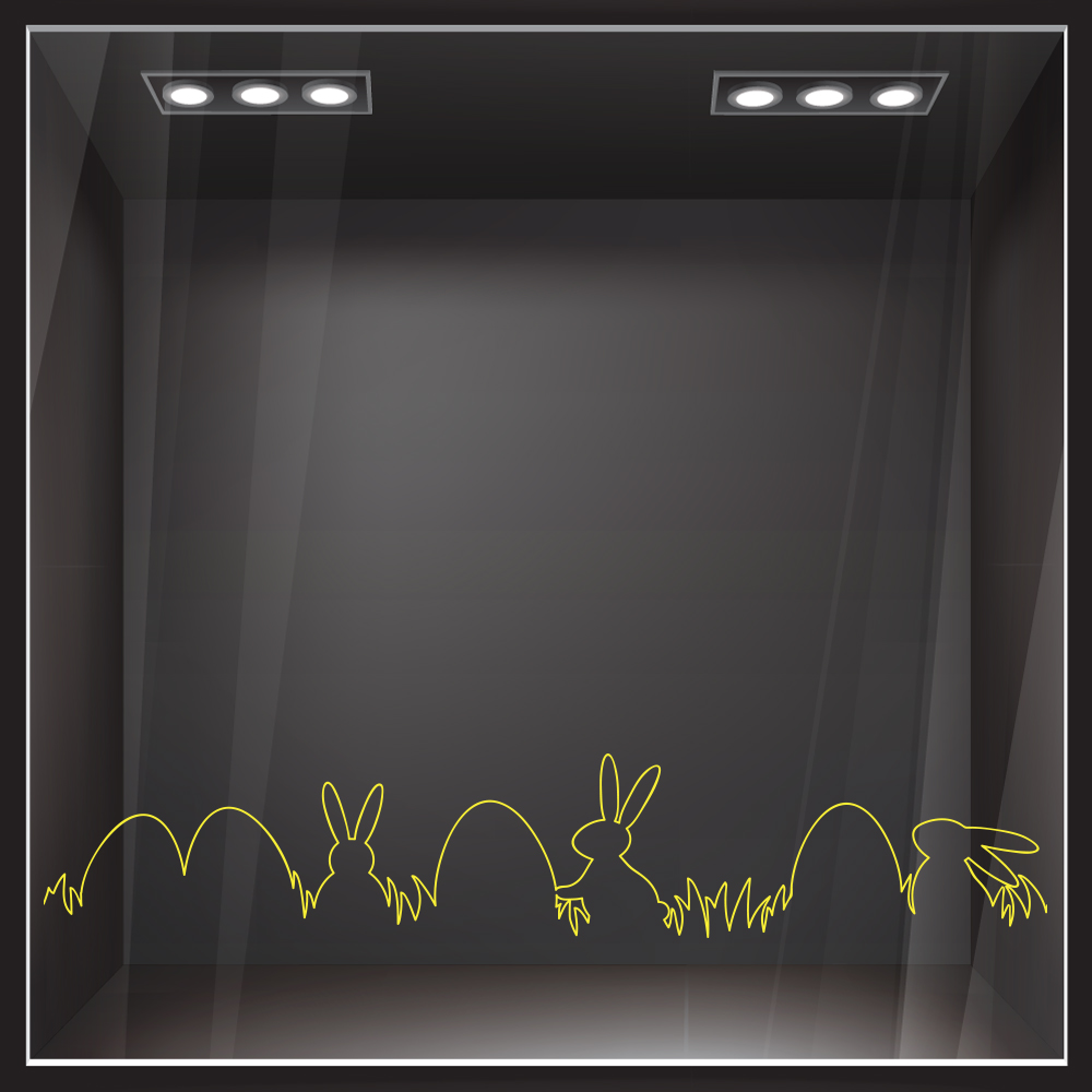Αυτοκόλλητο Βιτρίνας ONE LINE EASTER EGGS AND RABBITS