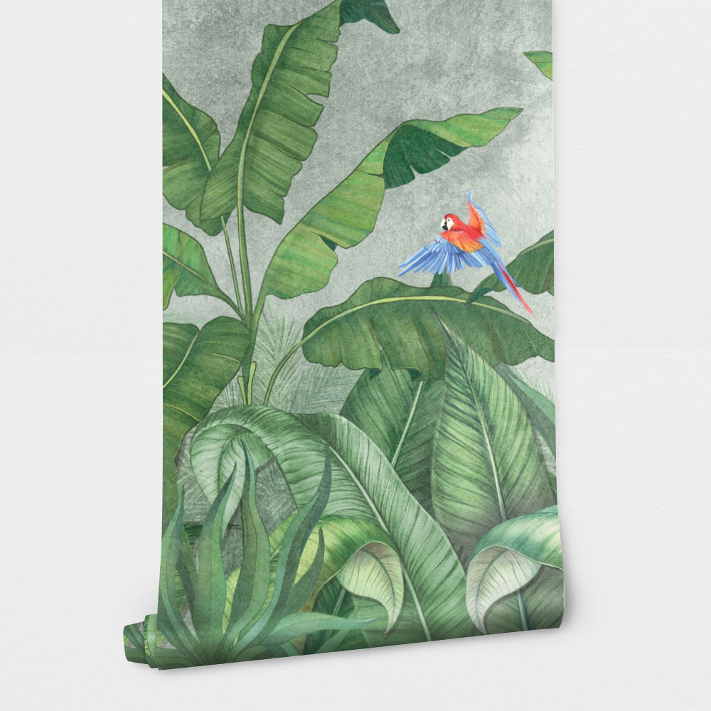 Αυτοκόλλητη Ταπετσαρία τοίχου TROPICAL JUNGLE WITH PARROTS