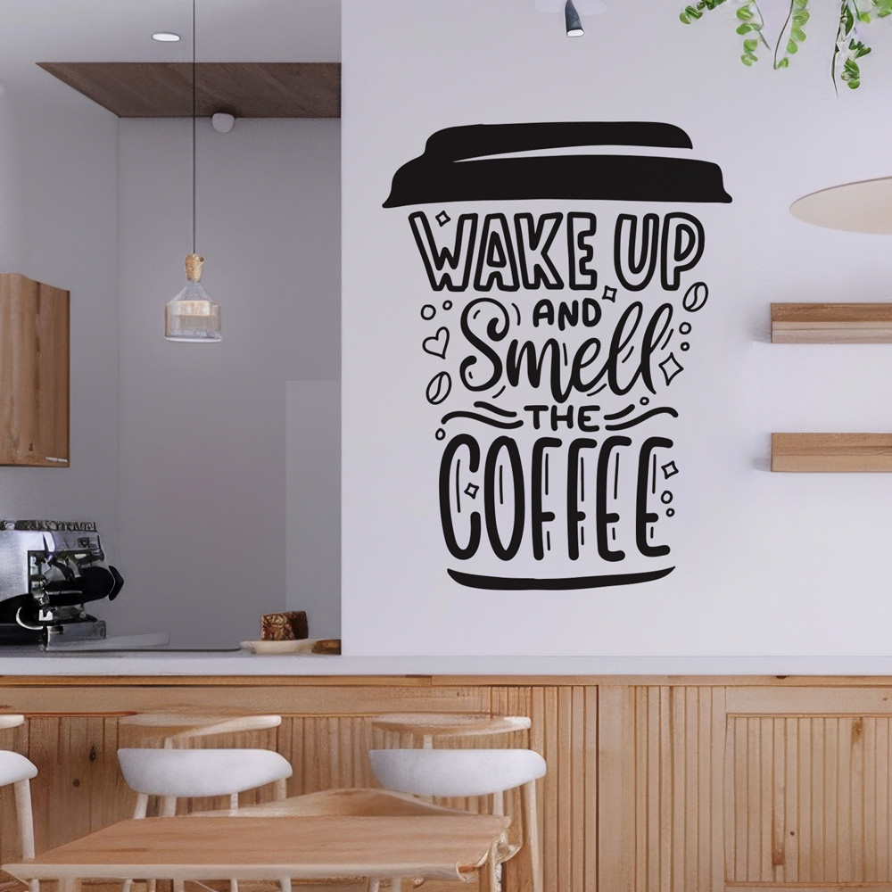 Aυτοκόλλητο Τοίχου WAKE UP AND SMELL THE COFFEE
