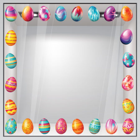 Αυτοκόλλητο Βιτρίνας WATERCOLOR EASTER EGGS SET - Πασχαλινή βιτρίνα