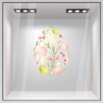 Αυτοκόλλητο Βιτρίνας WATERCOLOR FLORAL EASTER EGG