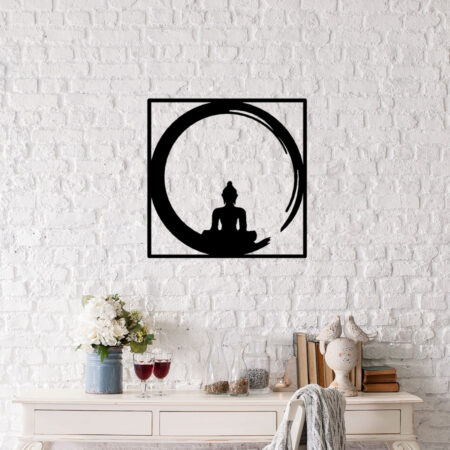 ΔΙΑΚΟΣΜΗΤΙΚΟ ΤΟΙΧΟΥ 100% ΜΕΤΑΛΛΙΚΟ ΜΑΥΡΟ BUDDHA FIGURE 50Χ50 HM7210 - Διακοσμητικά Τοίχου Sticky 2