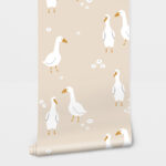 Αυτοκόλλητη Ταπετσαρία τοίχου CUTE WHITE GOOSES