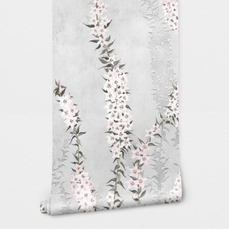 Αυτοκόλλητη Ταπετσαρία τοίχου FLOWER BRANCHES ON CONCRETE - Floral - Λουλουδια Sticky 2