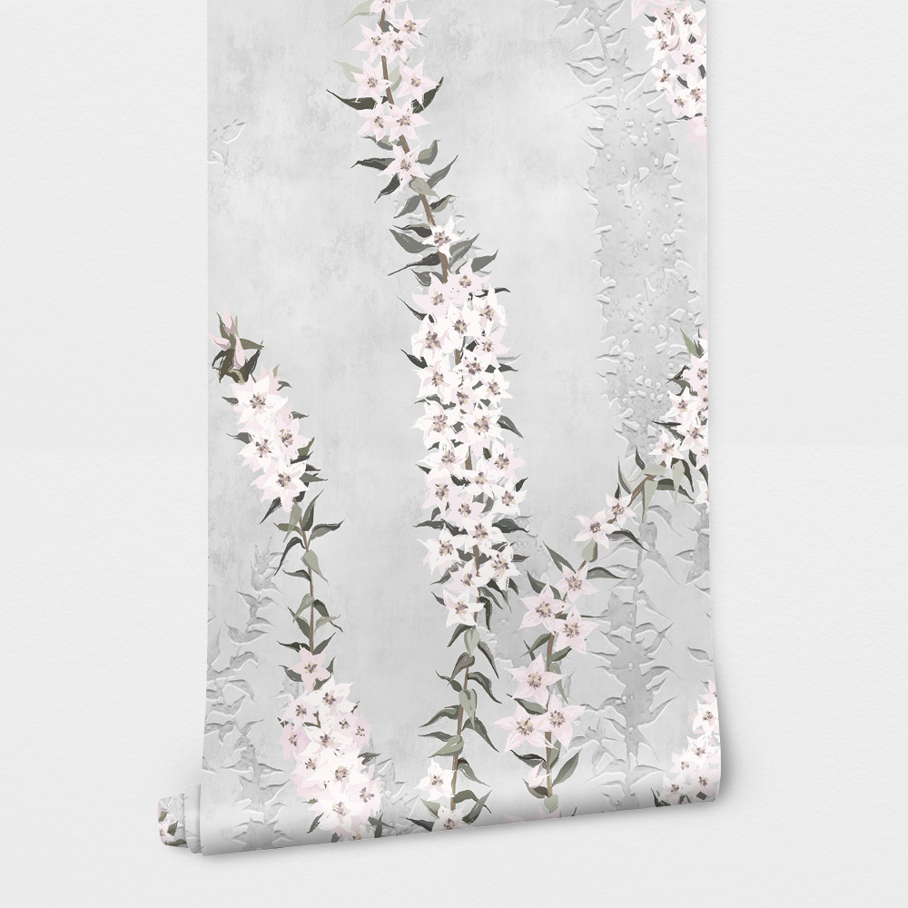 Αυτοκόλλητη Ταπετσαρία τοίχου FLOWER BRANCHES ON CONCRETE