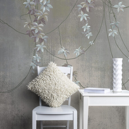 Αυτοκόλλητη Ταπετσαρία τοίχου HANGING LEAVES AND FLOWERS - Floral - Λουλουδια Sticky 2
