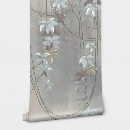 Αυτοκόλλητη Ταπετσαρία τοίχου HANGING LEAVES AND FLOWERS - Floral - Λουλουδια Sticky 3