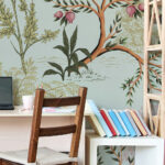 Αυτοκόλλητη Ταπετσαρία τοίχου SUMMER FLORAL PATTERN WITH BIRDS