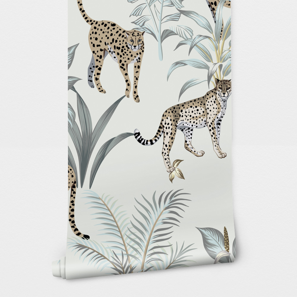 Αυτοκόλλητη Ταπετσαρία τοίχου VINTAGE TROPICAL LEOPARDS