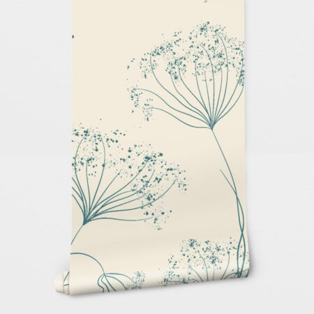 Αυτοκόλλητη Ταπετσαρία τοίχου GREEN HAND DRAWN FLOWERS - Floral - Λουλουδια Sticky 2