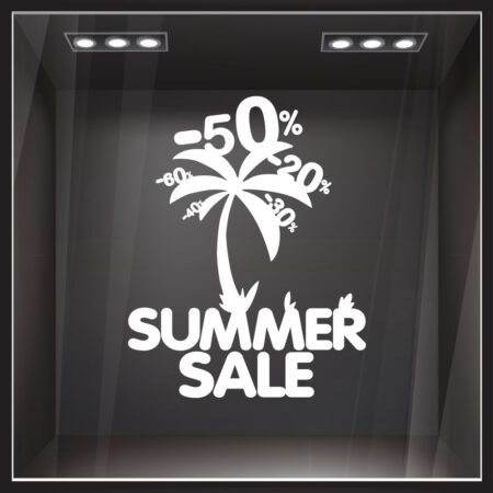 Αυτοκoλλητο Eκπτωσεων PALM SALES - Καλοκαιρινή βιτρίνα Sticky 1