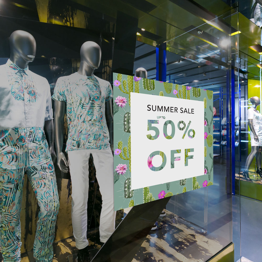 Αυτοκoλλητο Εκπτωσεων SUMMER SALE CACTUS