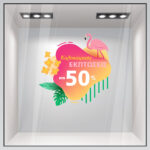 Αυτοκoλλητο Εκπτωσεων SUMMER SALE PINK FLAMINGO