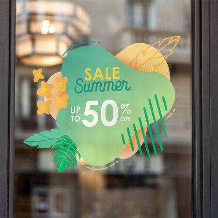 Αυτοκoλλητο Εκπτωσεων SUMMER SALE GREEN - Καλοκαιρινή βιτρίνα Sticky 1