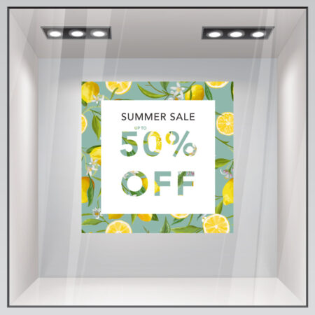 Αυτοκoλλητο Εκπτωσεων SUMMER SALE LEMON - Καλοκαιρινή βιτρίνα
