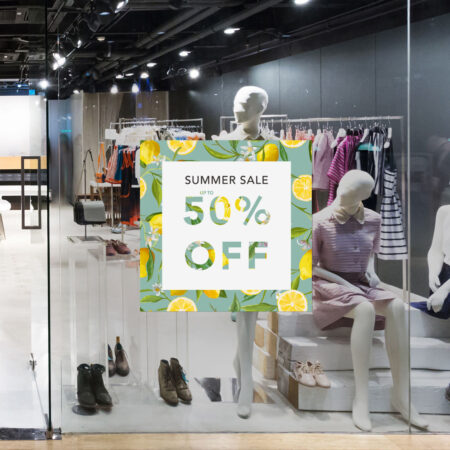 Αυτοκoλλητο Εκπτωσεων SUMMER SALE LEMON - Καλοκαιρινή βιτρίνα Sticky 1