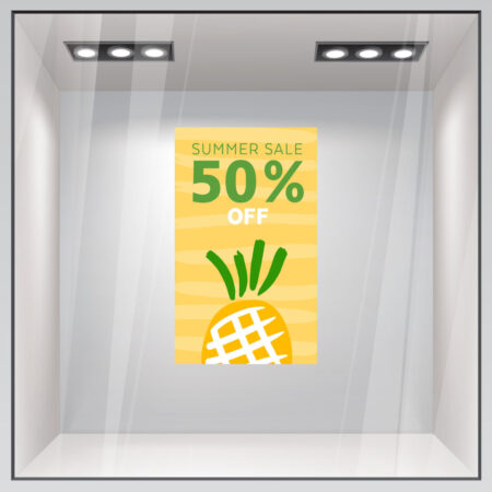 Αυτοκoλλητο Εκπτωσεων SUMMER SALE PINEAPPLE - Καλοκαιρινή βιτρίνα Sticky 2