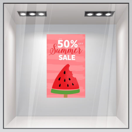 Αυτοκoλλητο Εκπτωσεων SUMMER SALE RED WATERMELON - Καλοκαιρινή βιτρίνα
