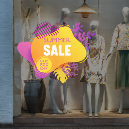 Αυτοκoλλητο Εκπτωσεων SUMMER SALE SAND - Καλοκαιρινή βιτρίνα Sticky 1