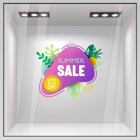 Αυτοκoλλητο Εκπτωσεων SUMMER SALE TROPICAL - Καλοκαιρινή βιτρίνα