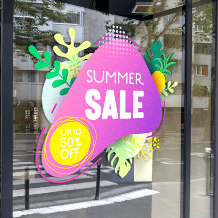 Αυτοκoλλητο Εκπτωσεων SUMMER SALE TROPICAL - Καλοκαιρινή βιτρίνα Sticky 1