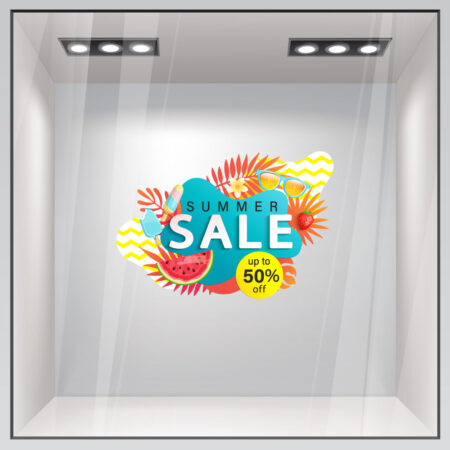 Αυτοκoλλητο Εκπτωσεων SUMMER SALE BREEZE - Καλοκαιρινή βιτρίνα
