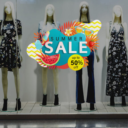 Αυτοκoλλητο Εκπτωσεων SUMMER SALE BREEZE - Καλοκαιρινή βιτρίνα Sticky 1