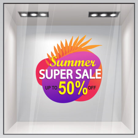 Αυτοκoλλητο Εκπτωσεων SUMMER SUPER SALE - Καλοκαιρινή βιτρίνα