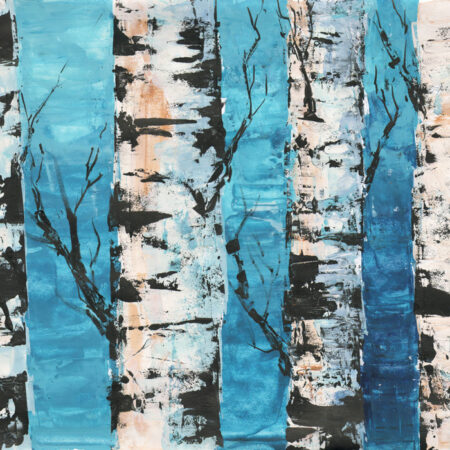 Πινακας σε καμβά BIRCH FOREST OIL PAINTING - Δασος Sticky 5