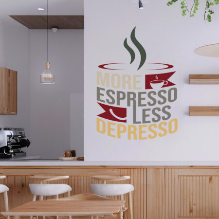 Aυτοκόλλητο Τοίχου MORE ESPRESSO LESS DEPRESSO - Κουζίνα
