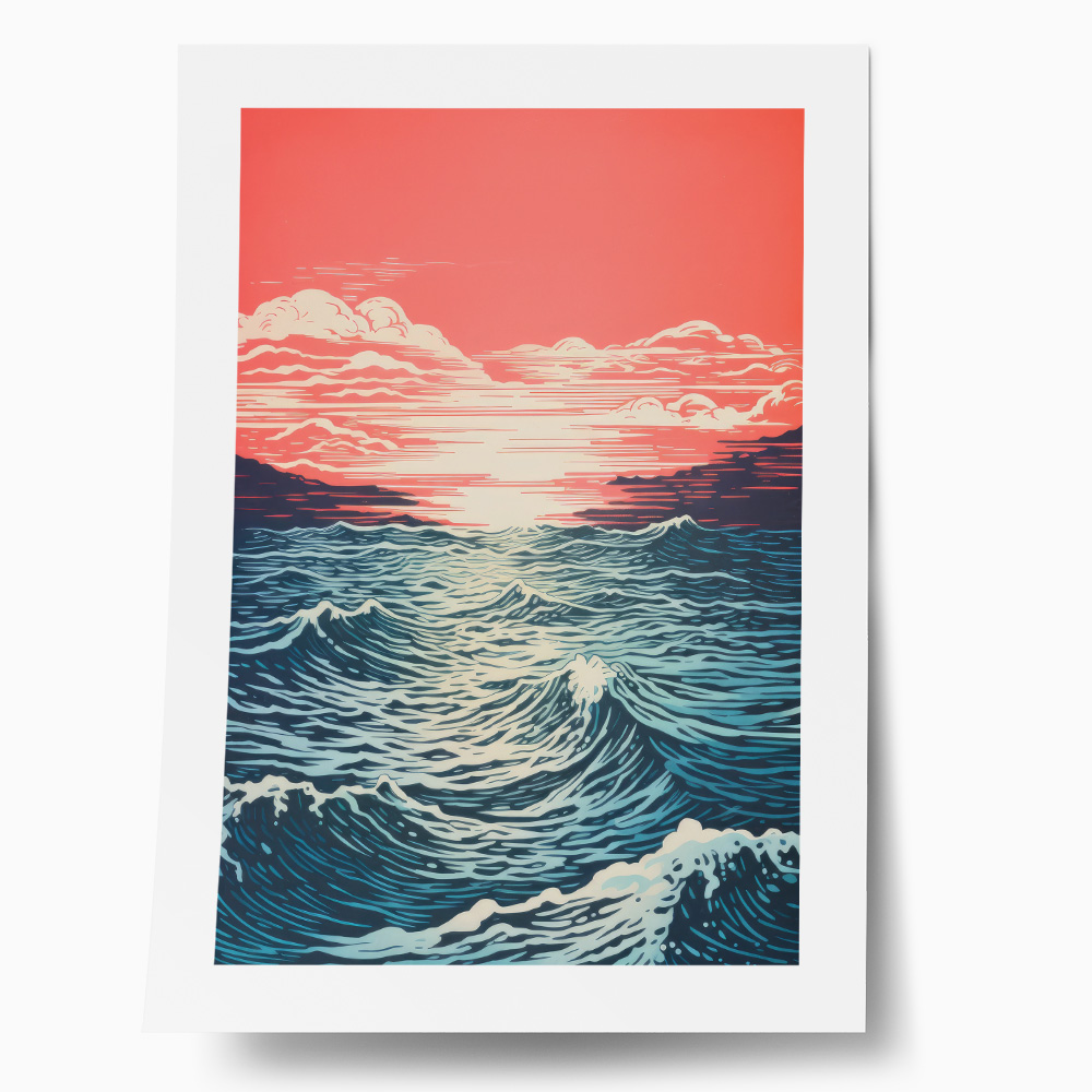 Πόστερ RED SKY BLUE WAVES