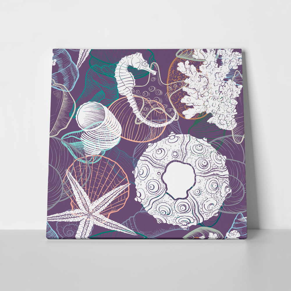OUTLET Πινακας σε καμβά UNDERSEA PATTERN2 65cm x 65cm