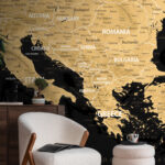 Αυτοκόλλητη Ταπετσαρία τοίχου BLACK AND GOLD EUROPE MAP